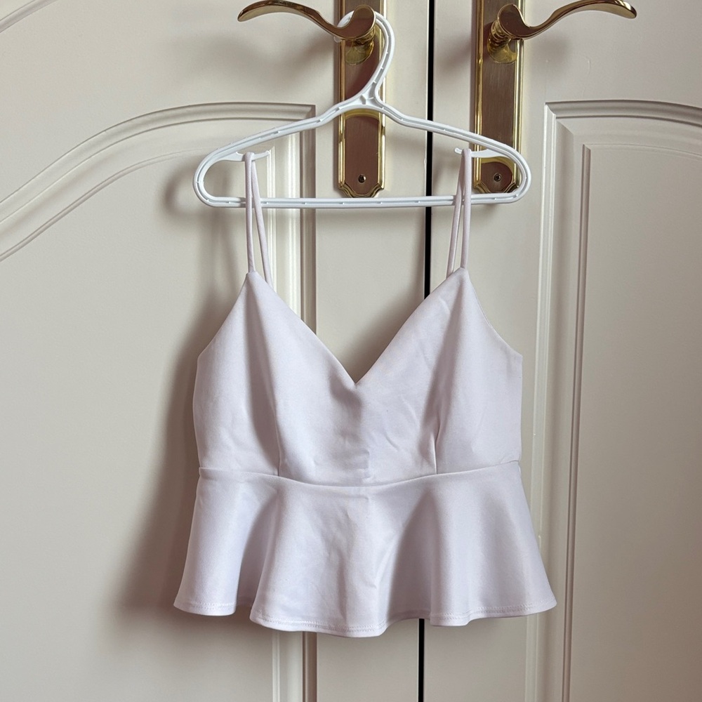 2B Bebe Elegant White Peplum Crop Top